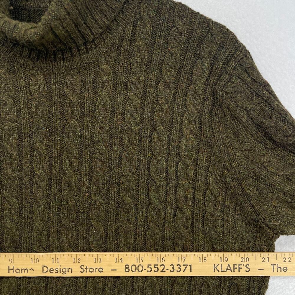 UNIQLO Sweater Mens L Wool Blend Cable Turtleneck Pullover Jumper Green - Picture 9 of 11